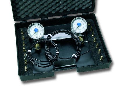 Manometer Bremsdruckprüfgerät Messkoffer mit Hochdruckmanometer und Hochdruckleitungen