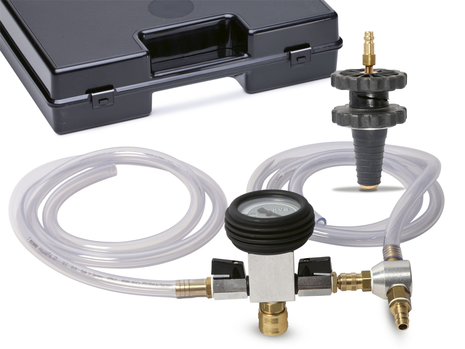 Kühler-Vakuum-Befüllgerät mit Schnellkupplung und Universaladapter Kühler-Vakuum-Befüllgerät mit Schnellkupplung und Universaladapter